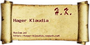 Hager Klaudia névjegykártya